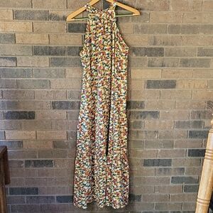 Pretty Garden multicolored halter fit and flare, swing dress. size M